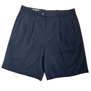 CUTTER & BUCK Chino Shorts Mens 35” Waist Blue Pleated Front Golf Classic Preppy